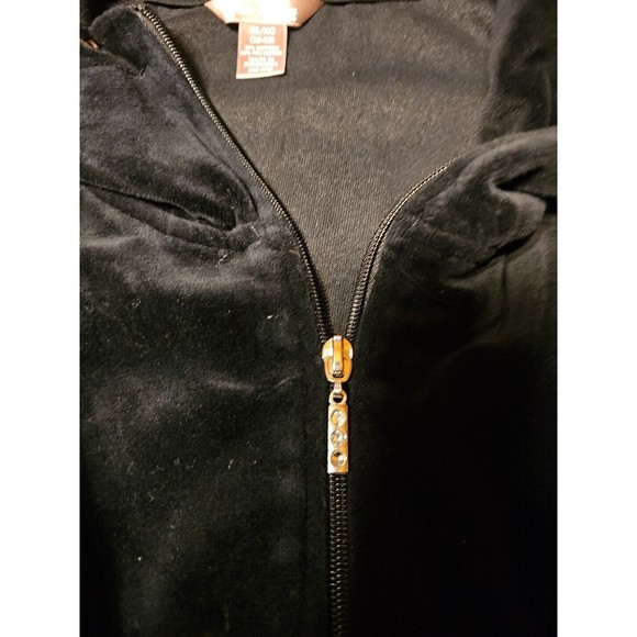 NEW Ladies S White Stag Soft Warm BURGANDY VELOUR ZIP JACKET Rhinestone Accents - Picture 3 of 5